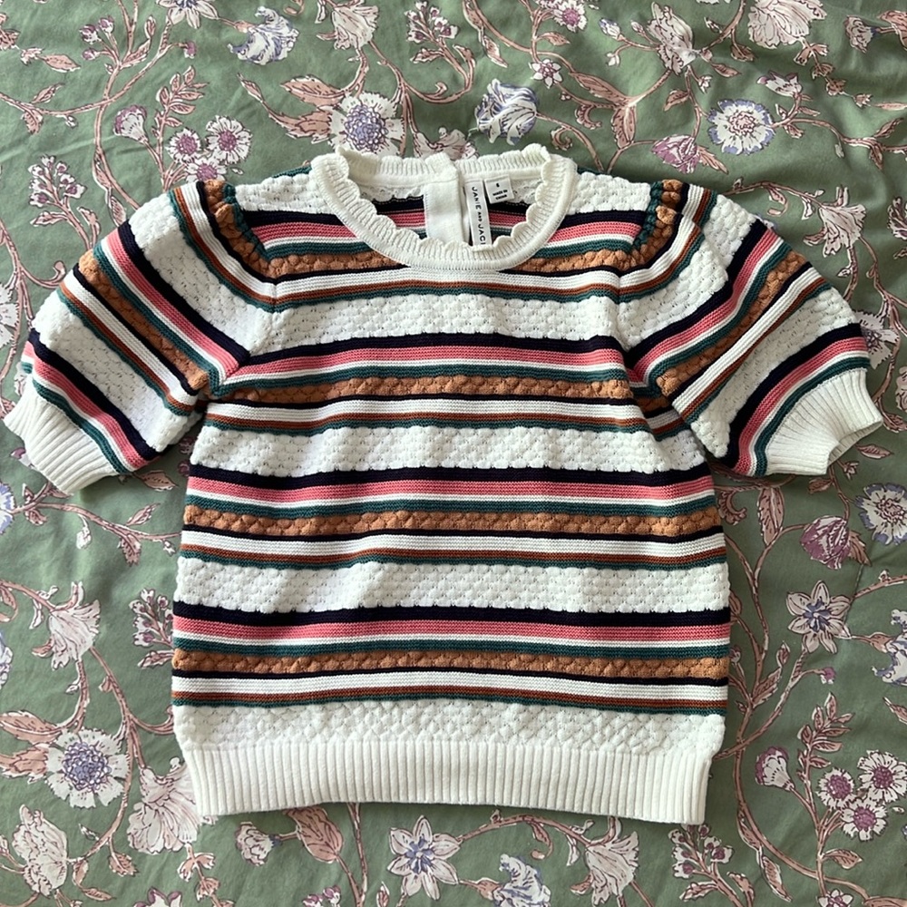 little girls Janie and Jack short sleeve striped sweater size 6